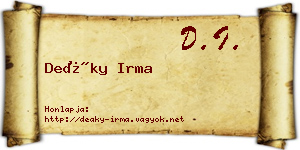 Deáky Irma névjegykártya