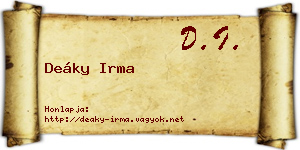 Deáky Irma névjegykártya